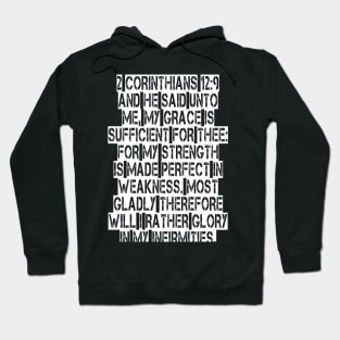 2 Corinthians 12:9 King James Version Bible Verse Typography Hoodie